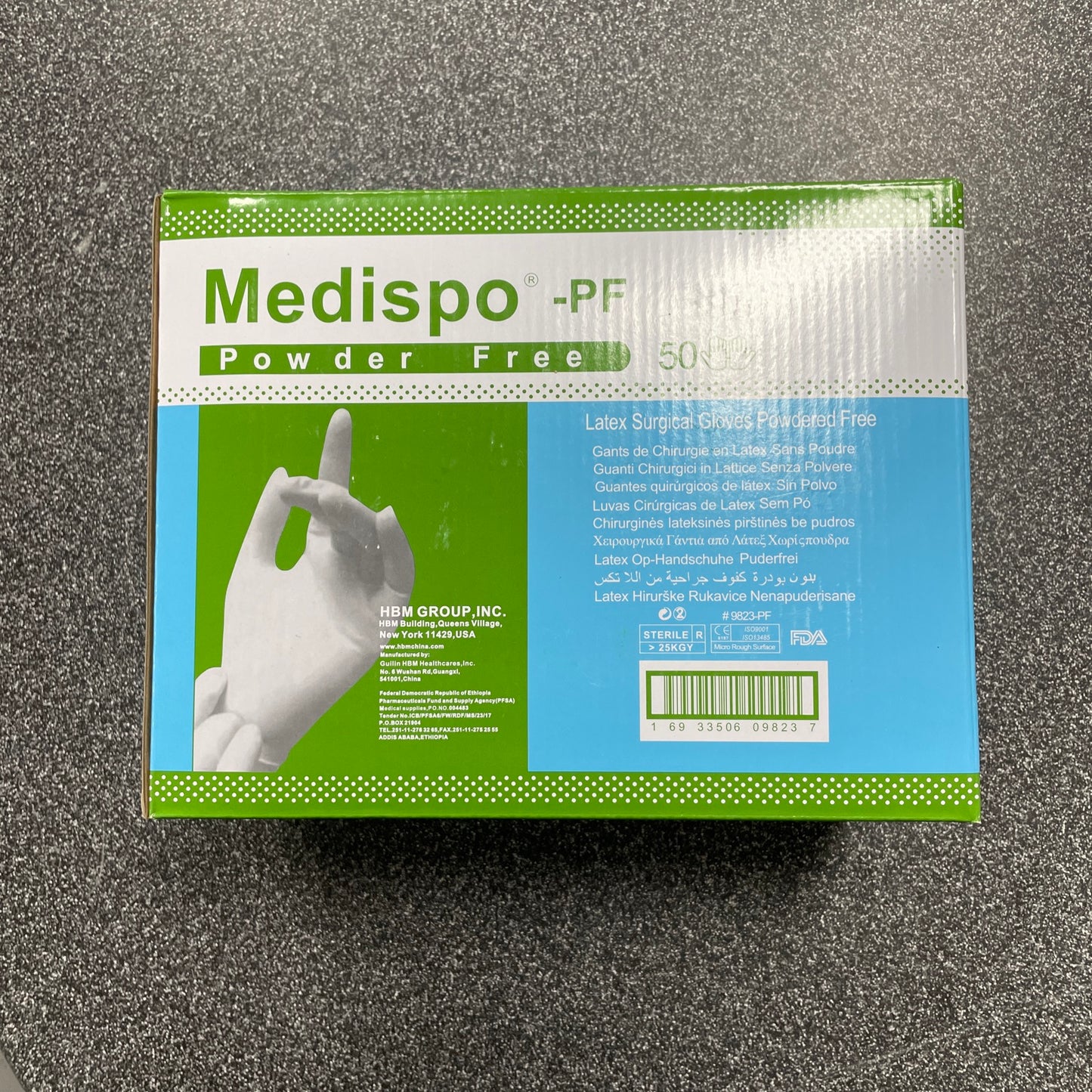 PACK OF 50 PAIRS - MEDISPO 9823-PF  POWDER FREE LATEX SURGICAL GLOVES SIZE 7.5