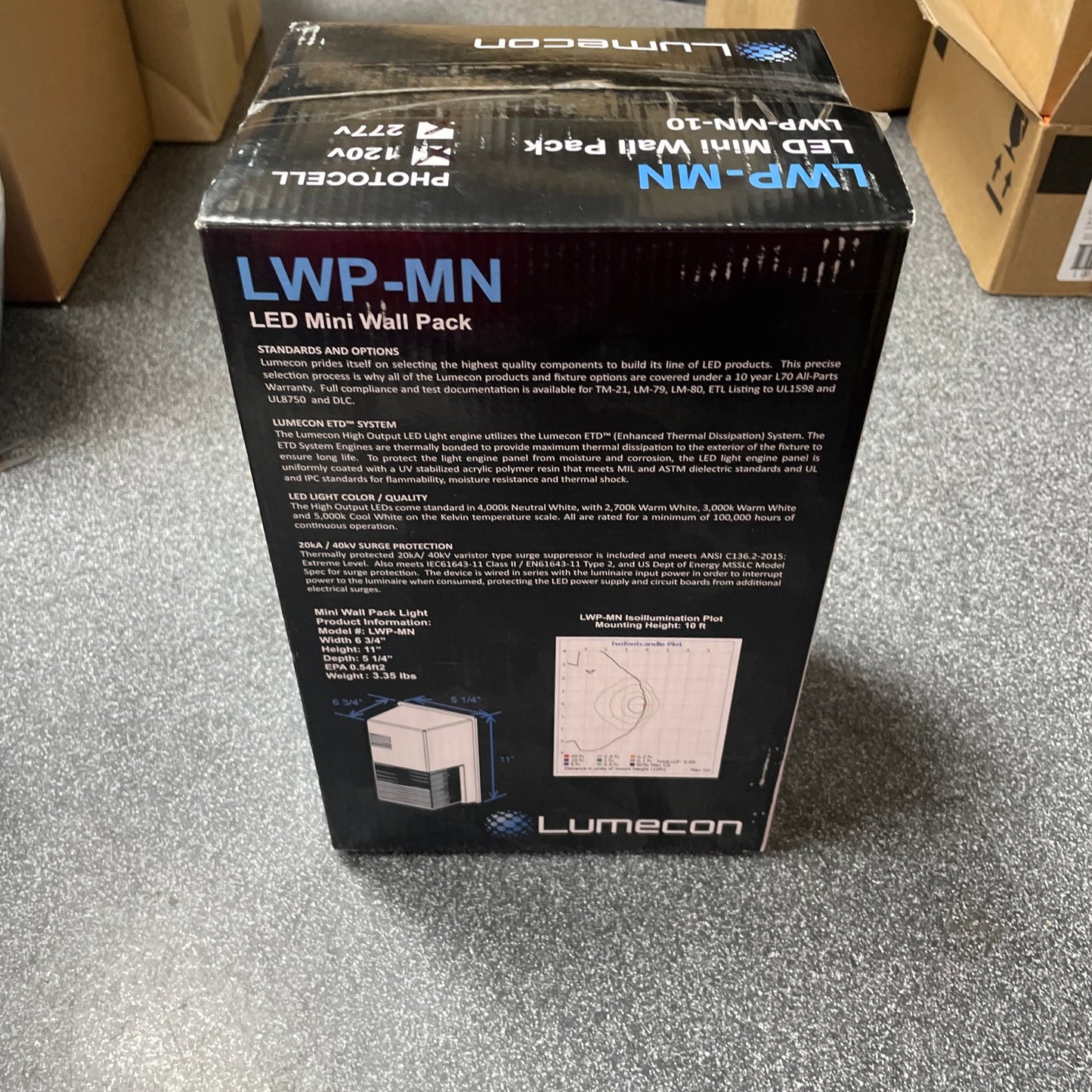 NEW LUMECON LWP-MN-10 LED WALL PACK LIGHT 10W PHOTOCELL 4000k 1029 LUMENS