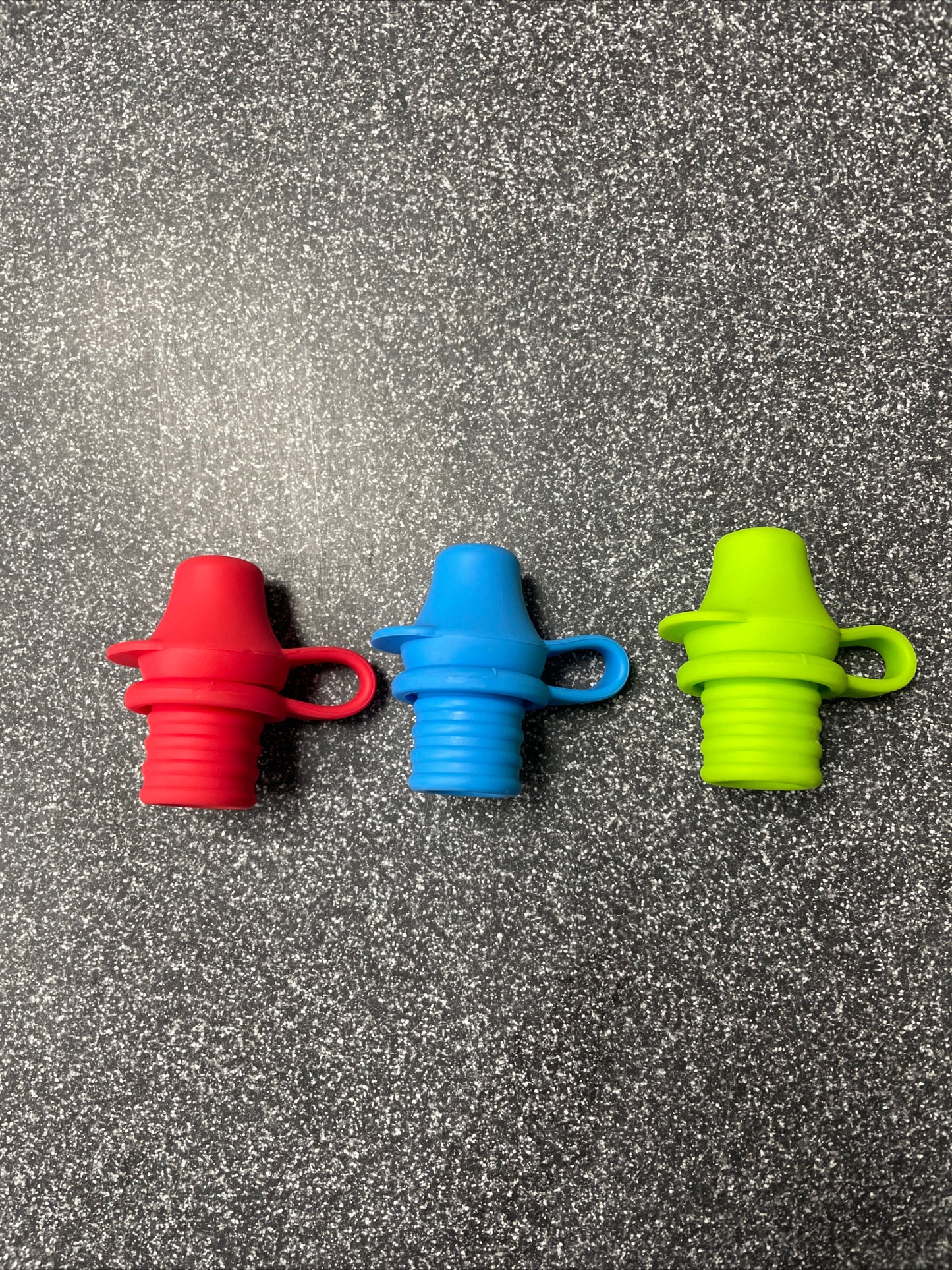 KiddiKap- No Spill Silicone Bottle Top Spout 3 Pack Bundle (Red, Blue, Green)