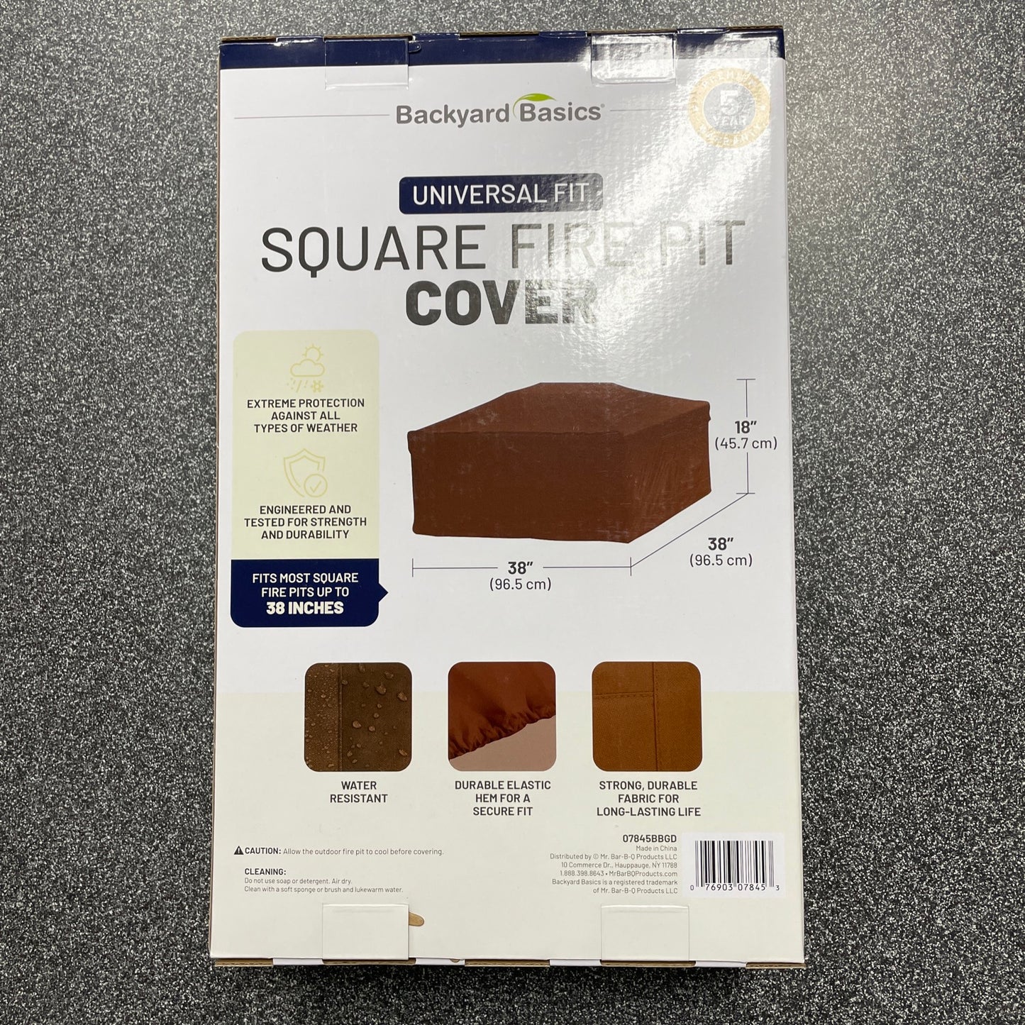 Backyard Basics Universal Fire Pit Cover 38x38x18 Brown Square 07845BBGD