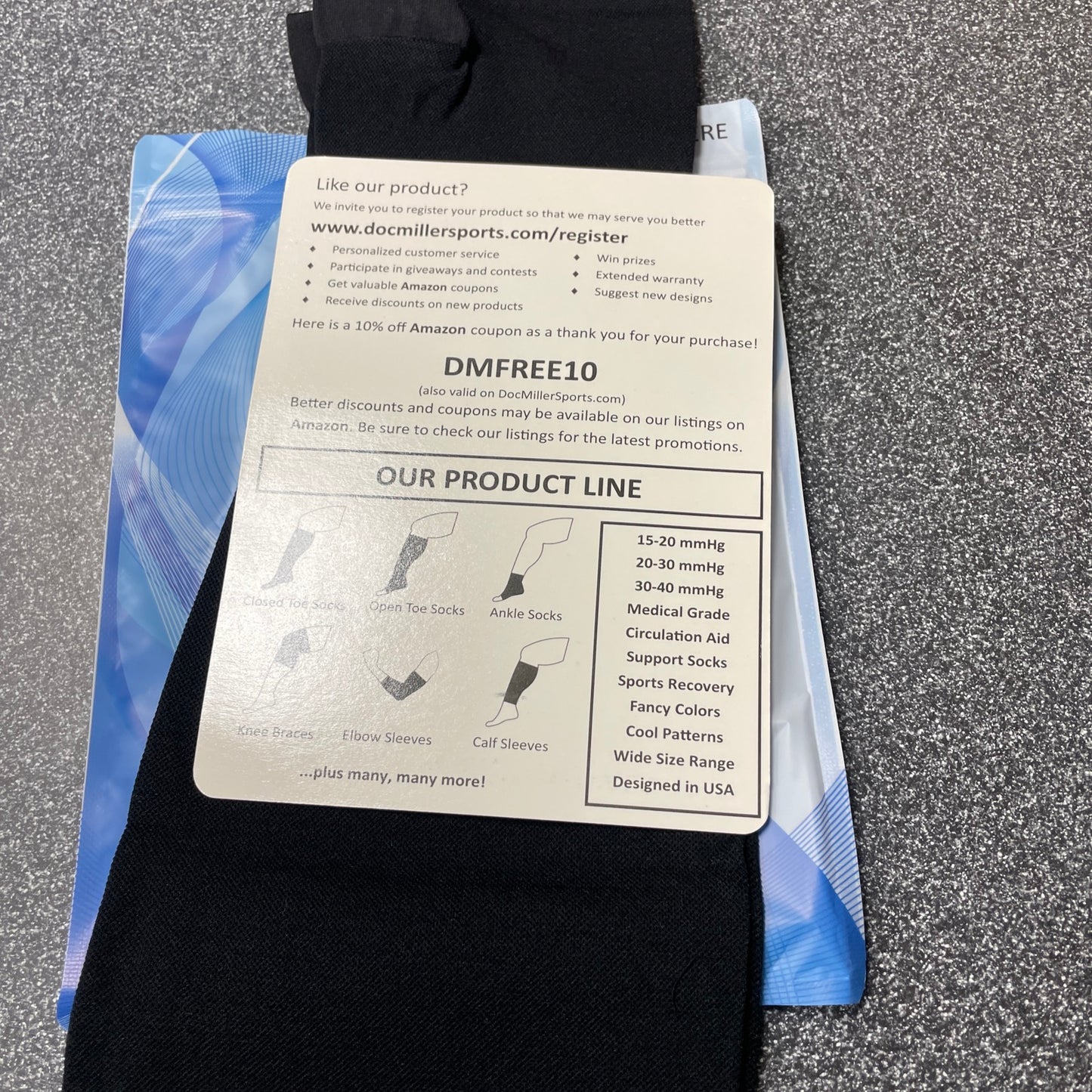 Doc Miller Open Toe Compression Socks 20-30 mmHg Varicose Veins BLACK SZ XL