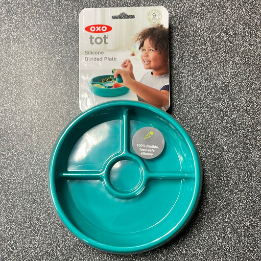 OXO Tot Silicone Divided Plate Teal