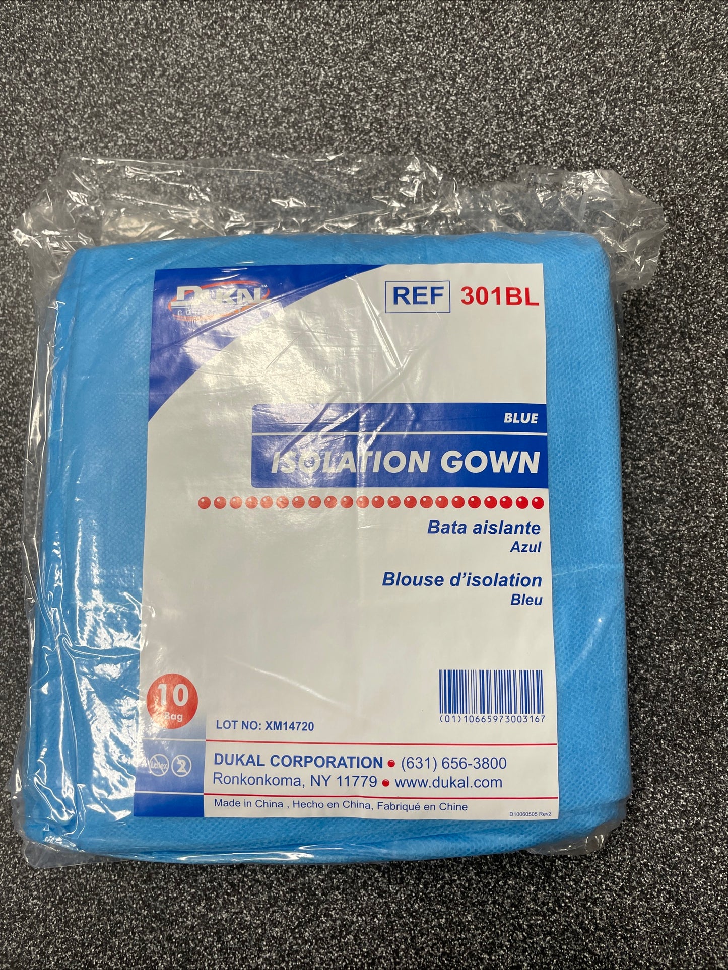 Dukal 301BL 50 Total Isolation Gowns Universal Blue 10/Gowns/Bag 5 Bags Per Case