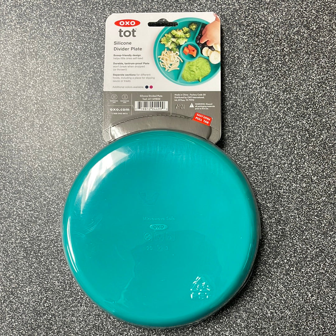 OXO Tot Silicone Divided Plate Teal