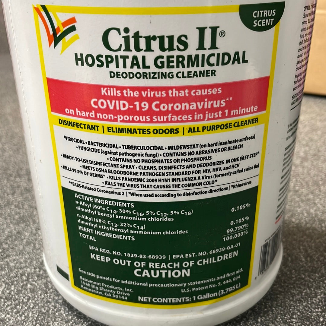 Citrus II Hospital Germicidal Deodorizing Cleaner, One Gallon